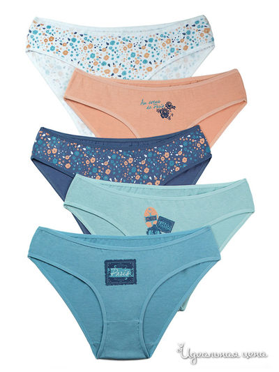 Трусы-слипы (5 шт) Dentelle, цвет бежевый, зеленый