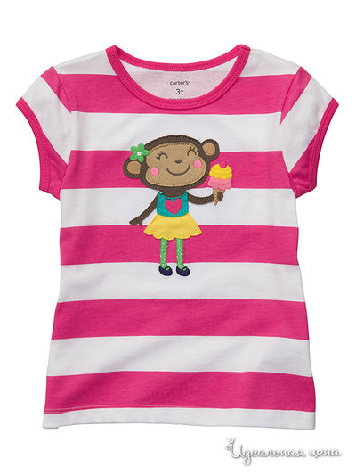 Футболка Carters, цвет розовый, белый