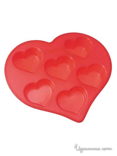 Форма  для кексов 6 ячеек "сердечки", 26,5х25,5х4 см Regent, цвет розовый