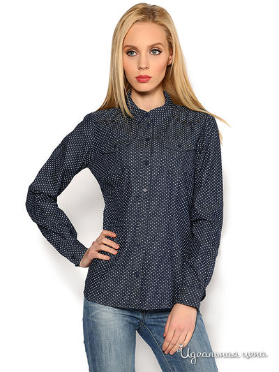 Рубашка C'est Beau la Vie!, цвет черный, белый, горошек