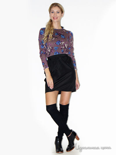 Блуза Nastya Sergeeva by May Be, цвет бежево-черный в розовый цветочек