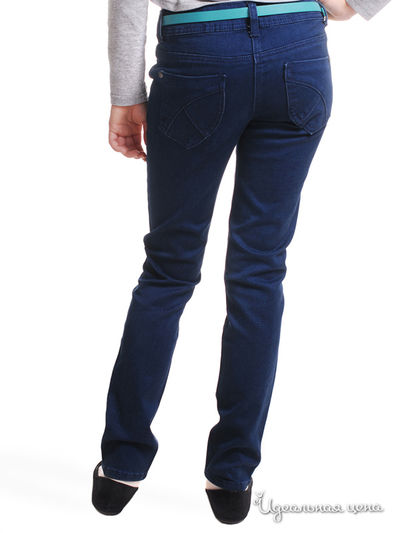 Узкие джинсы с ремнем Million X для девочки, цвет сине-черный