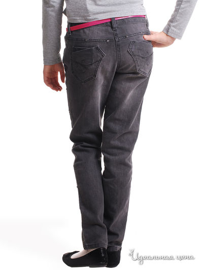 Узкие джинсы с ремнем Million X для девочки, цвет темно-серый