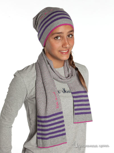 Шарф Little Marcel, цвет серый, фиолетовый