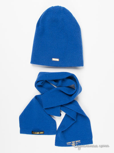Комплект: шарф и шапка Small Silk Shirt, цвет синий