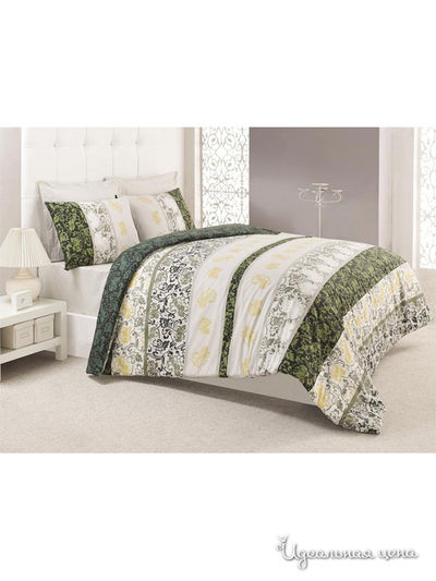 Комплект постельного белья Евро Cotton Box, цвет молочный, зеленый