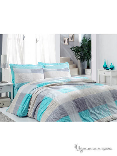 Комплект постельного белья евро Cotton Box, цвет бирюзовый