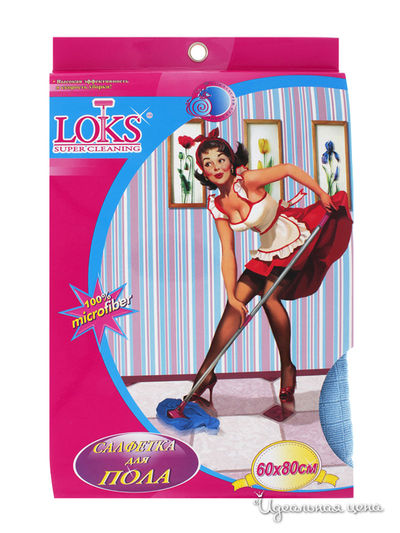 Салфетка для уборки напольных покрытий, 60х80 Loks, цвет голубой