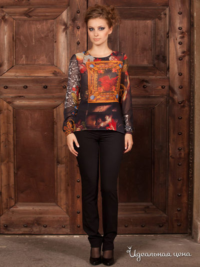 Блуза Remix, цвет золотые вензеля на графитно-черном