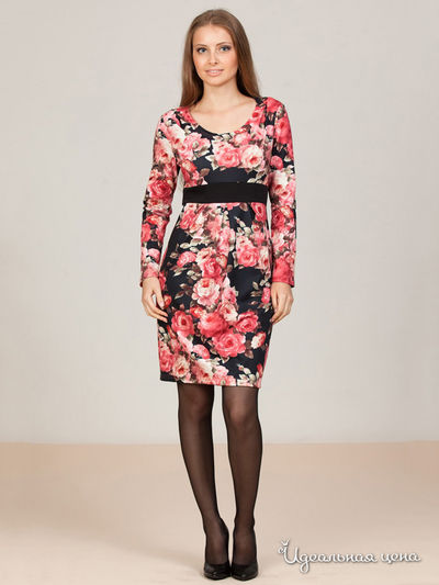 Платье Remix, цвет черный,принт цветы