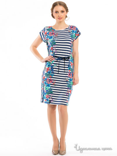 Платье Remix, цвет синяя  полоска  цветы