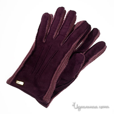 Перчатки трикотажные с  замшей, фиолетовые