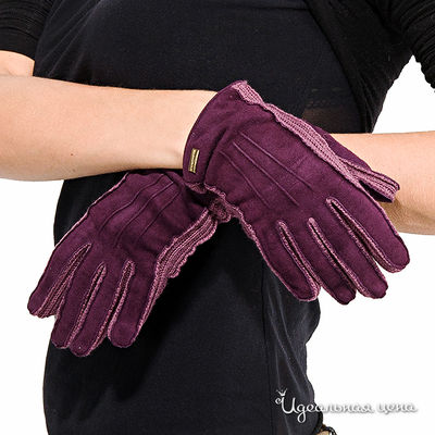 Перчатки трикотажные с  замшей, фиолетовые