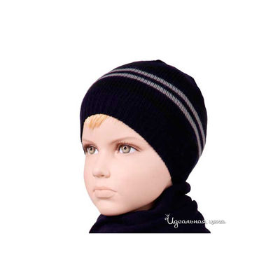 Шапка Button Blue, цвет т. синий фон/черная и серая полоска