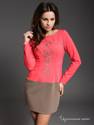 Платье E. Levy, цвет коралловый, бежевый