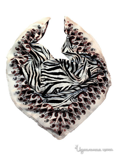 Платок Passigatti, цвет белый с рисунком "Зебра"