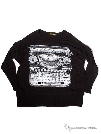 Лонгслив Sara Sara, цвет черный, белый