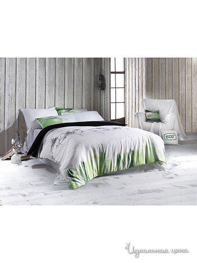 Постельное белье Issimo, цвет белый/зеленый