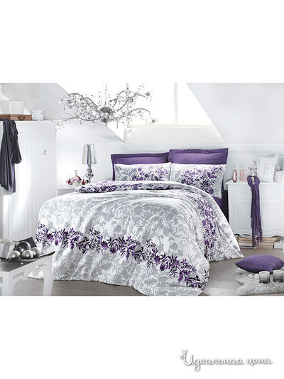Постельное белье Issimo, цвет белый/фиалковый