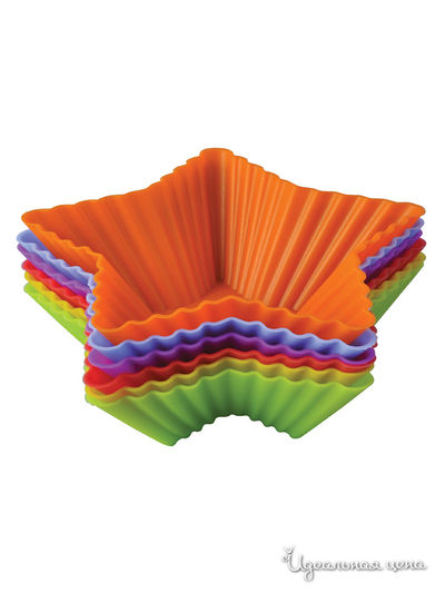 Набор форм для выпечки "Тарталетки-звезды", 10х3,5 см Regent, цвет красный, зеленый, синий