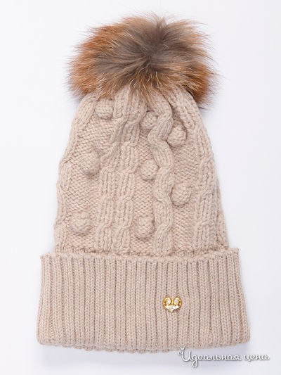 Шапка Happyhats, цвет с натуральным коричневым мехом (бежевый