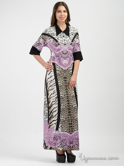 Платье Adzhedo, цвет серый лео/розовый орнамент