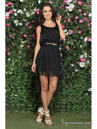 платье с поясом Waggon Paris, цвет черное