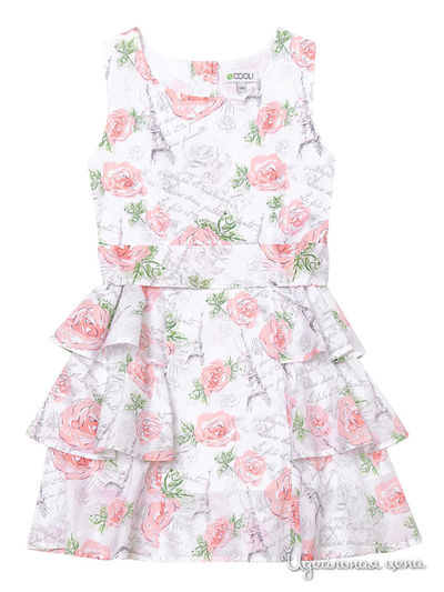 Платье S’COOL!, цвет белый, розовый, светло-зеленый