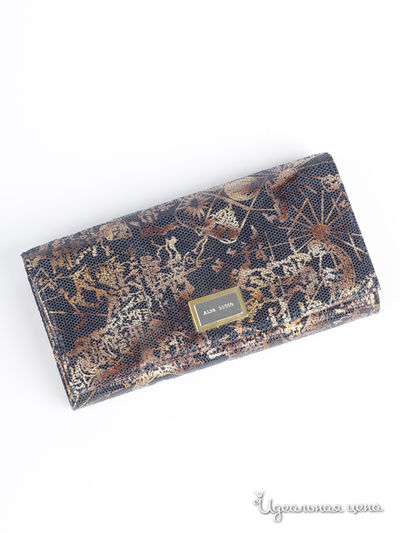 Кошелек Alfa Ricco, цвет синий/золотой принт