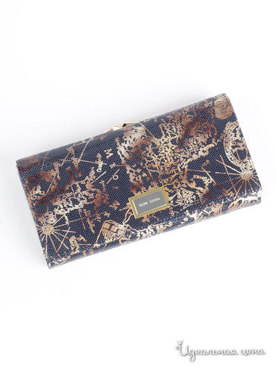 Кошелек Alfa Ricco, цвет синий/золотой принт