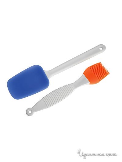 Набор: кисточка 21 см, лопатка 26 см Regent, цвет оранжевый, синий