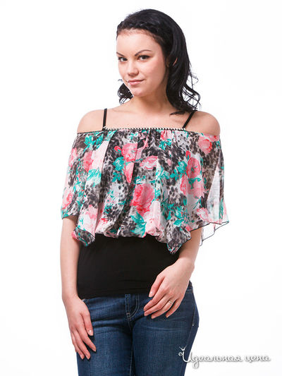 Блуза Kei Kei, цвет черный с розовым