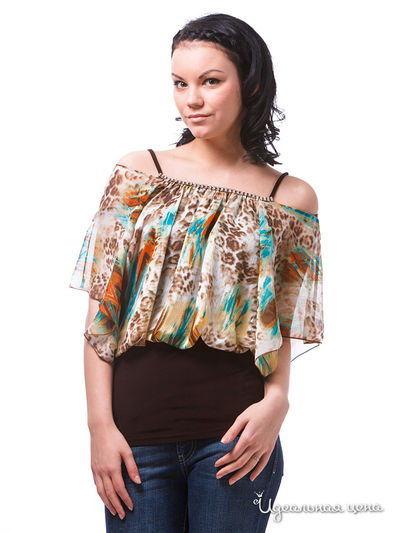 Блуза Kei Kei, цвет коричневый с зеленым