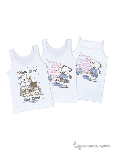 Комплект Апрель, цвет "Лакомка" белый Печать: Мышка с цветами+Мышка с ягодой+Трое и лукошко