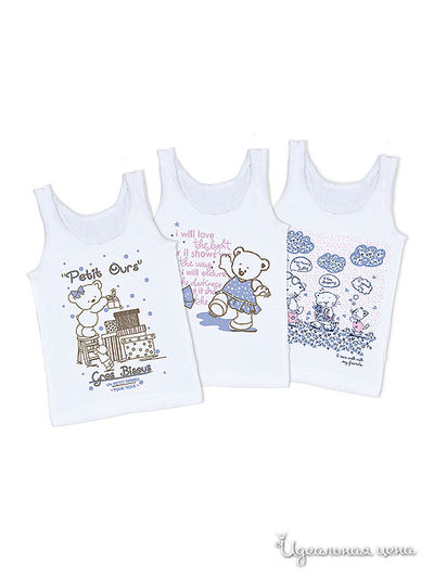 Комплект Апрель, цвет "Лакомка" белый Печать: Мышка с цветами+Мышка с ягодой+Трое и лукошко