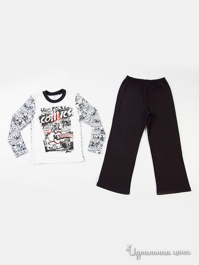 Пижама Апрель, цвет "Комиксы" белый+черный Печать: Взрыв