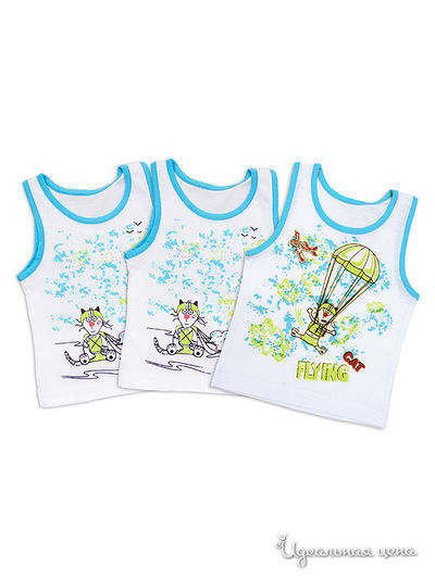 Комплект Апрель, цвет "Кот-парашютист" белый+бирюза