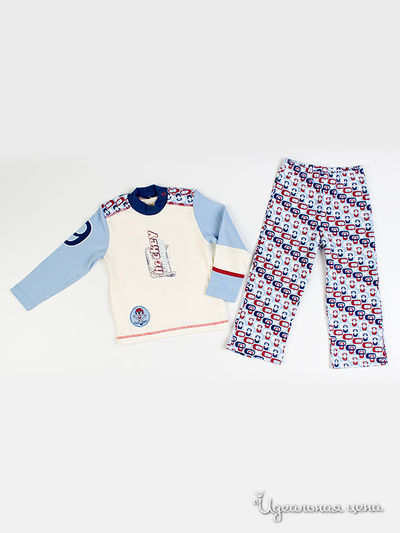 Комплект Апрель, цвет "Кот-хоккеист" сливки+геометрия синий