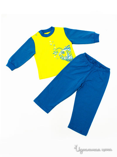 Пижама Апрель, цвет "Обитатели глубин" желтый+бирюза Печать: Обитатели глубин