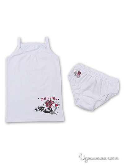 Комплект Апрель, цвет "Рок" белый Печать: Роза и сердце+Роза