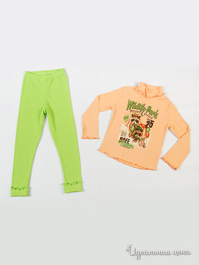 Комплект Апрель, цвет персик+салат Печать: Еноты