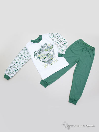 Пижама Апрель, цвет белый+оливковый Печать: Самолет