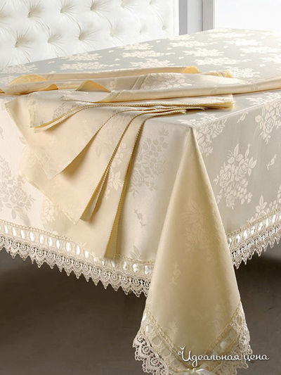 Набор: скатерть (180х500), салфетки (40х40) Softline, цвет бежевый
