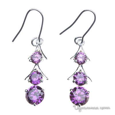 Серьги Migura, цвет серебряный,фиолетовый