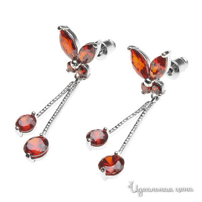 Серьги Migura, цвет серебряный,красный