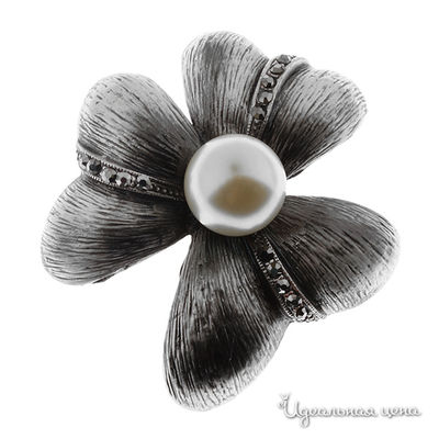 Брошь Migura, цвет серебряный с чернением,серый,кремовый