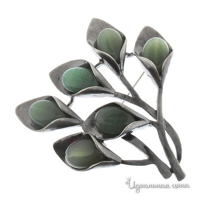 Брошь Migura, цвет серебряный с чернением,розовый,зеленый,желтый.