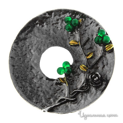 Брошь Migura, цвет серебряный с черненением,золотой,зеленый