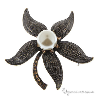 Брошь Migura, цвет серебряный с черненением,желтый,кремовый