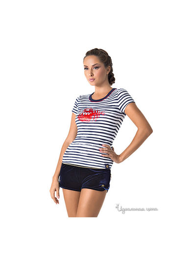 Футболка Charmante, цвет синяя, белая